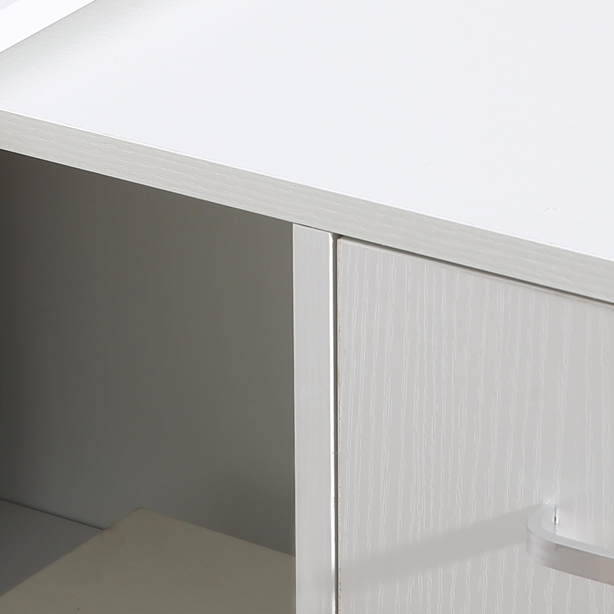 HOMCOM Bureau d'angle Rotatif 180° 117x82x74 cm Blanc | Bibliothèque, Bureau d'Ordinateur, Tiroir, Placard à Porte, Poste de Travail, pour Maison, Chambre