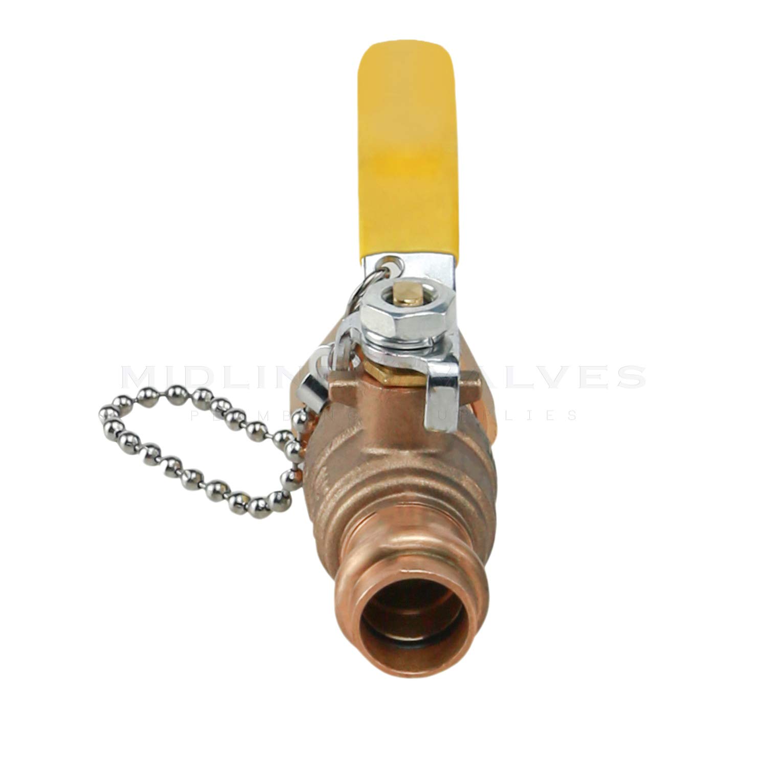 Midline Valve VBHR256 Robinet Extérieur à Boisseau Sphérique en Laiton avec Chaîne et Bouchon 1,9 cm Presse x MHT