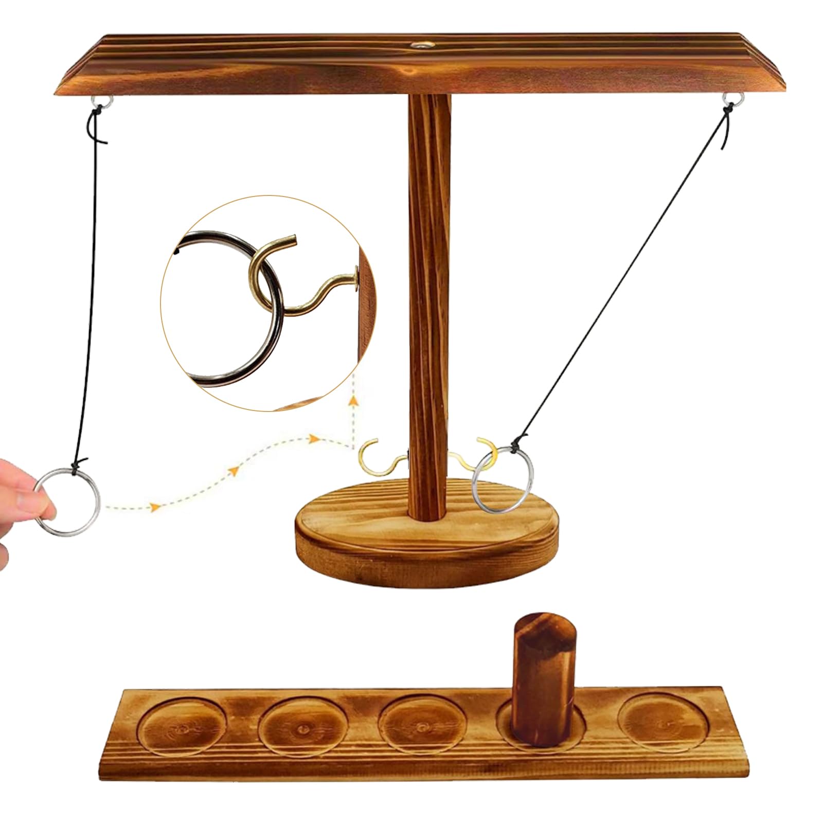 Begonia Ring Toss Game, Ring Toss Hook and Ring Indoor, Wooden Ring Toss Game, Wooden Table Top Hook, Ring Toss Game, Children, Battle Game Hooks, Party Ring Throwing Fighting Games for Family Bar