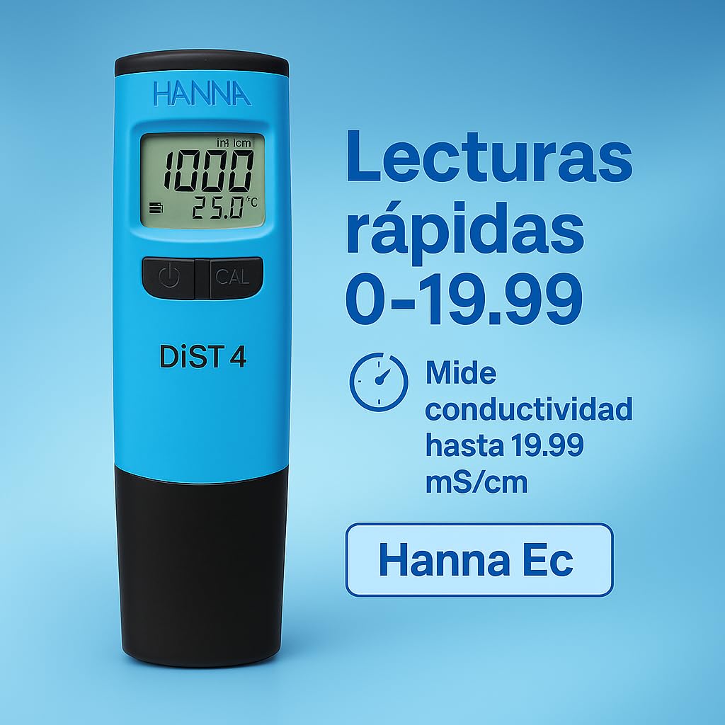 HANNA Instruments HI 98304 Medidor de Conductividad EC Tester Portátil Rango Alto 0 a 20.00 mS/cm Electrodo Reemplazable