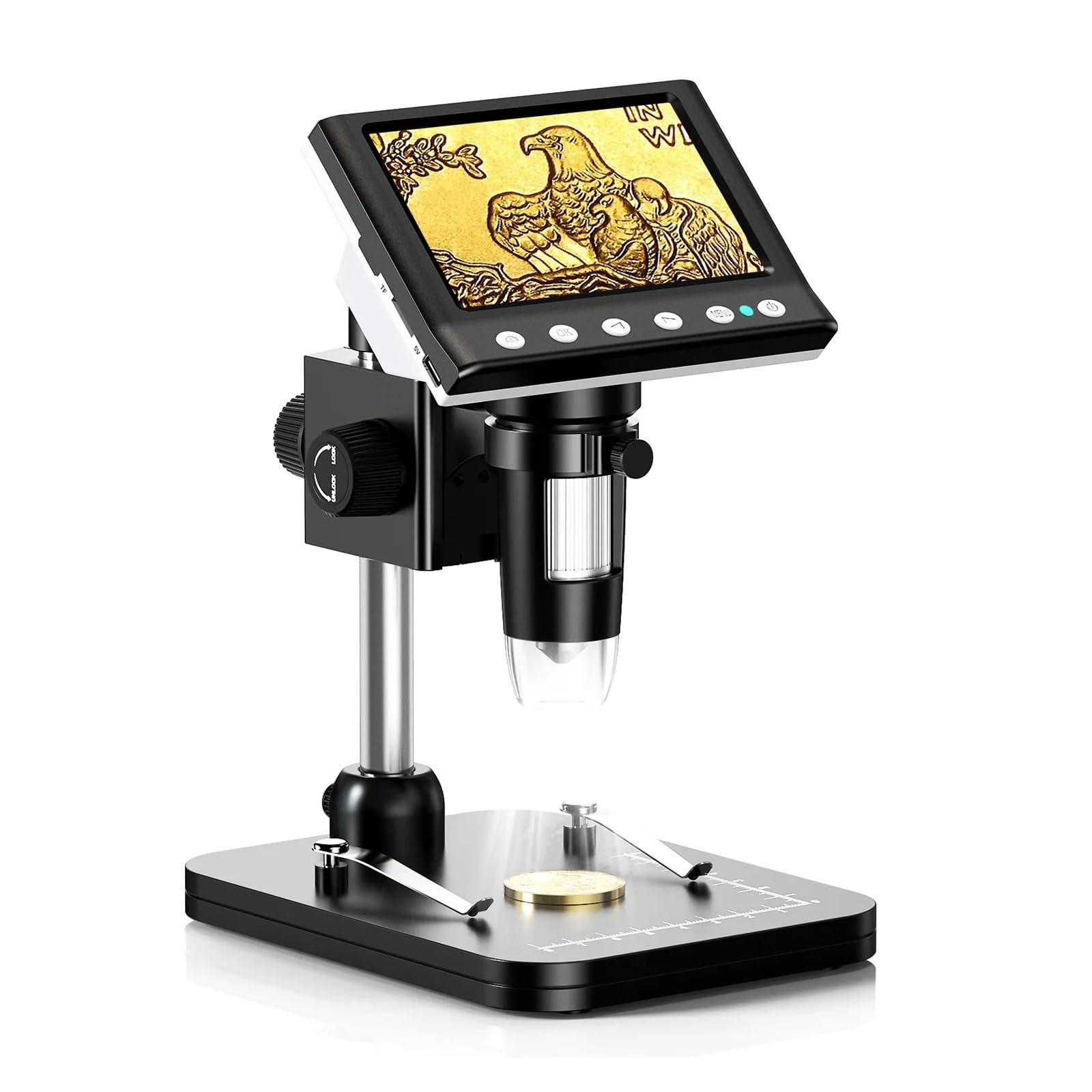 Digital Microscope 1000X Coin Microscope 1080P Video Microscope for Adult Soldering With 8 LEDs(DM7-Z01C)