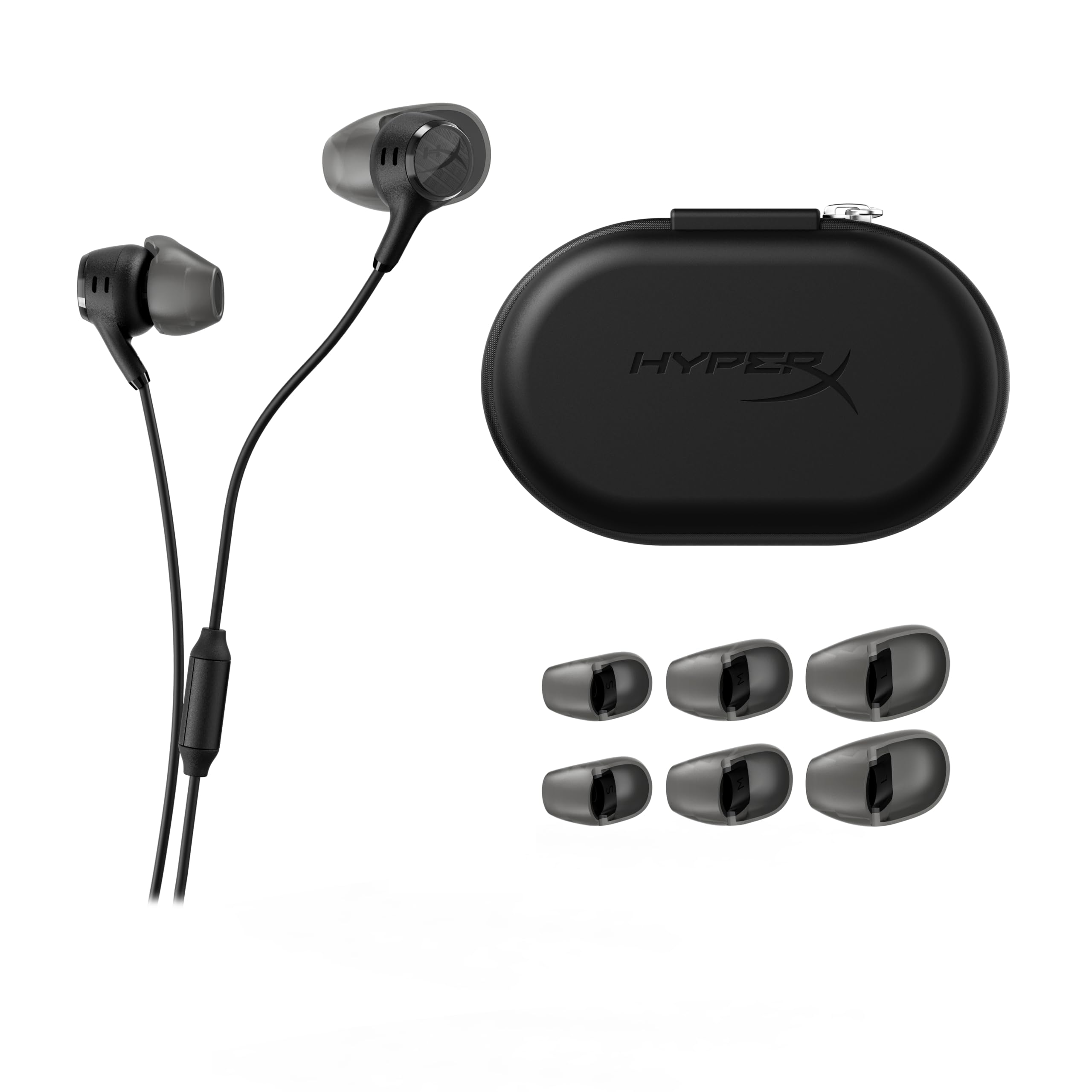 HyperX Cloud Earbuds III, Auricolari Cablate, Nero | Cuffie Gaming con microfono, gommini da XS a L, controlli, multipiattaforma