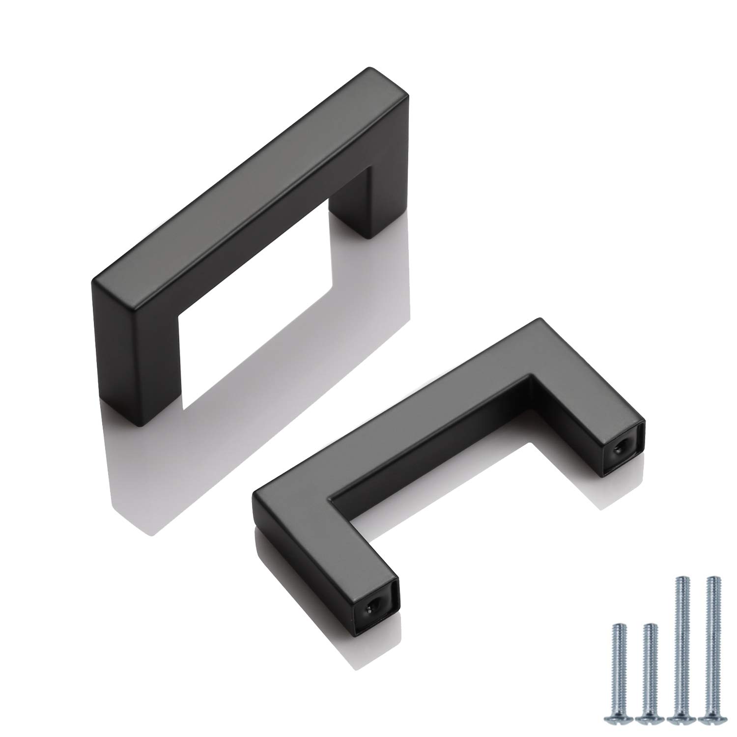 PinLin 15 Pack Kitchen Cabinet Door Handles Stainless Steel Bathroom Drawer Cupboard Pulls Hole Centre 64mm Width 12mm Black Square T Bar Handle