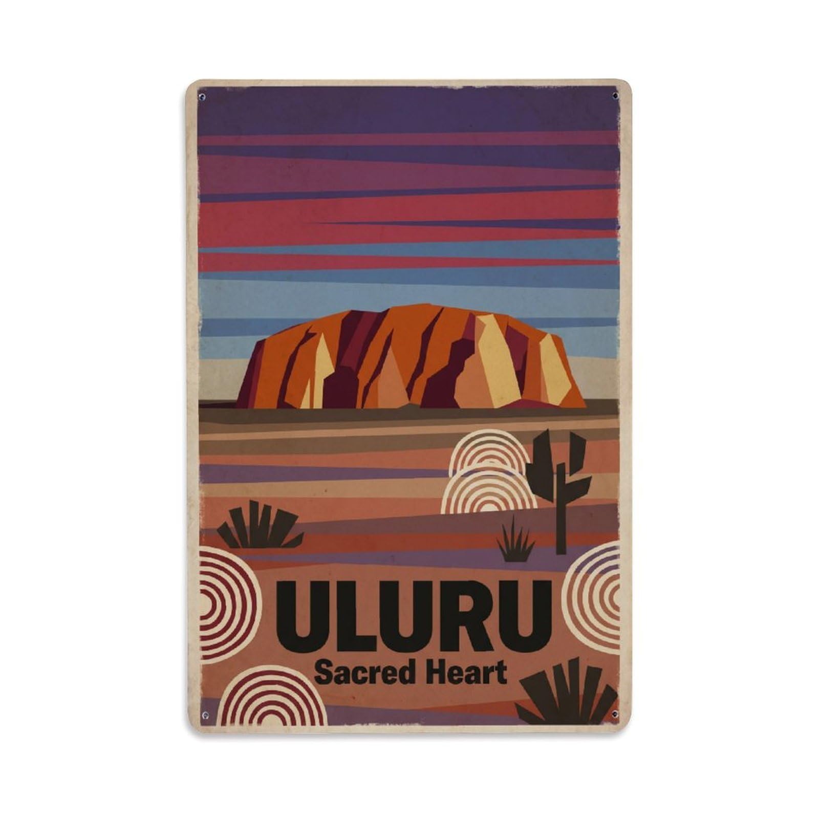 Metal Tin Sign Australia Uluru Vintage Travel