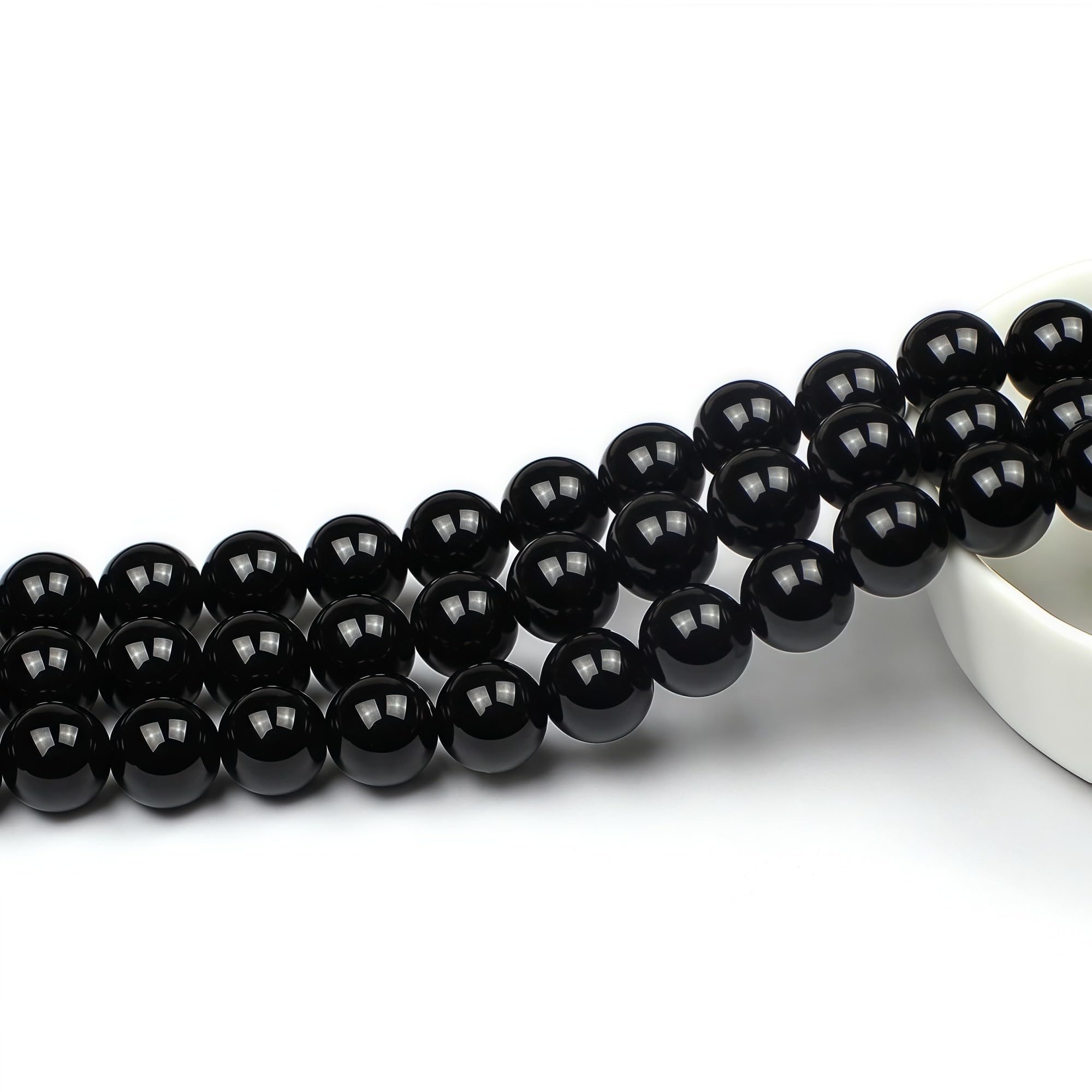 MJDCB 6mm 60 piezas Cuentas de Piedra Ónice Negro Redondas Sueltas Piedras Semipreciosas Naturales para Hacer Joyas Pulseras Collares — view 3