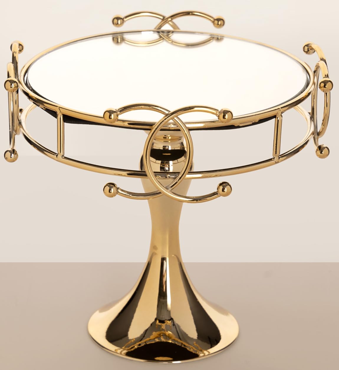 Alzatina Oro in Metallo e Specchio Ø22xH.21 cm Centrotavola Elegante Porta Dolci Idea Regalo Matrimonio Anniversario 2026