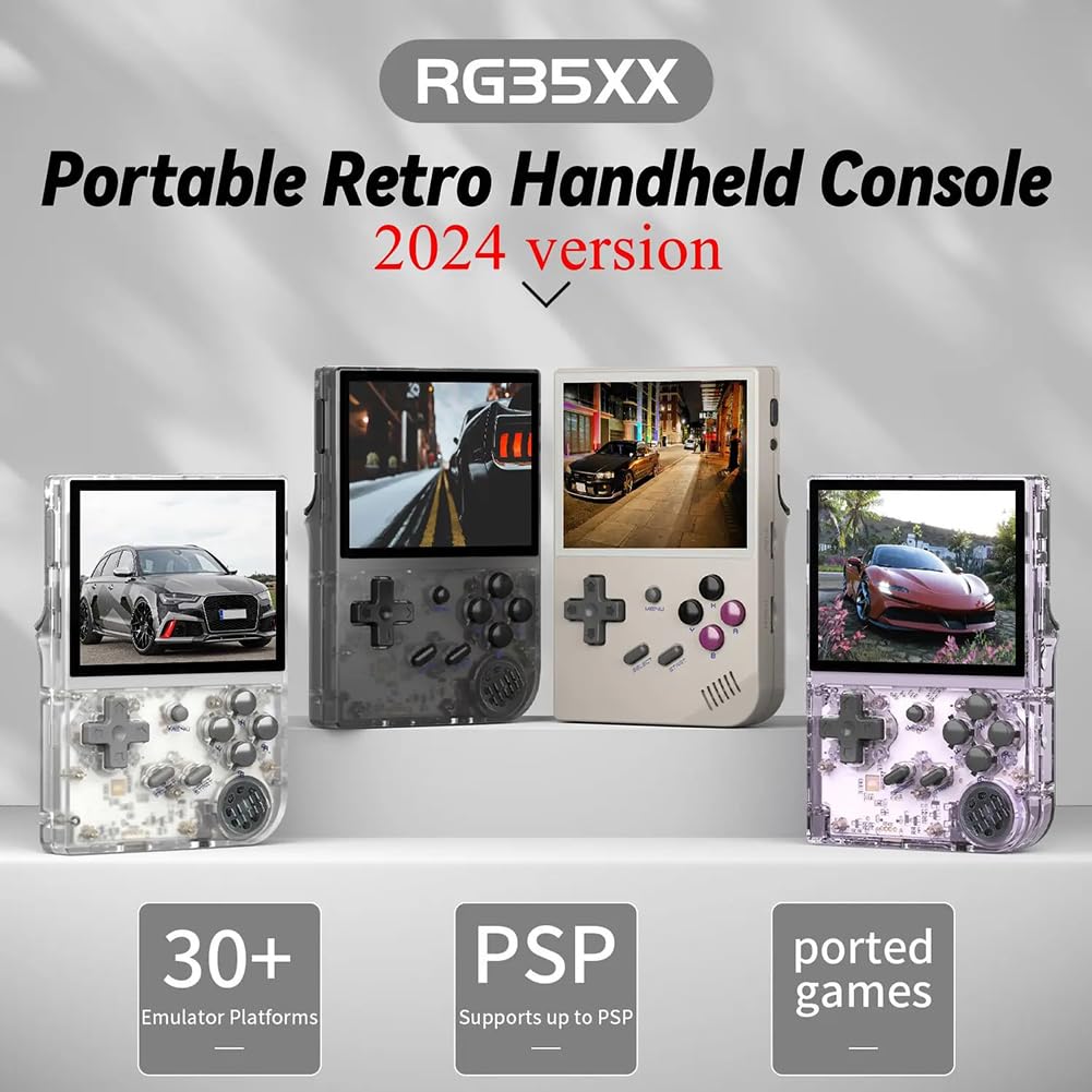 2024 Nuova console di gioco portatile RG35XX aggiornata, 3,5 pollici 64G/192G Retro Game Player portatile, supporta Linux e Garlic Dual System, supporta l'uscita TV HDMI 64G