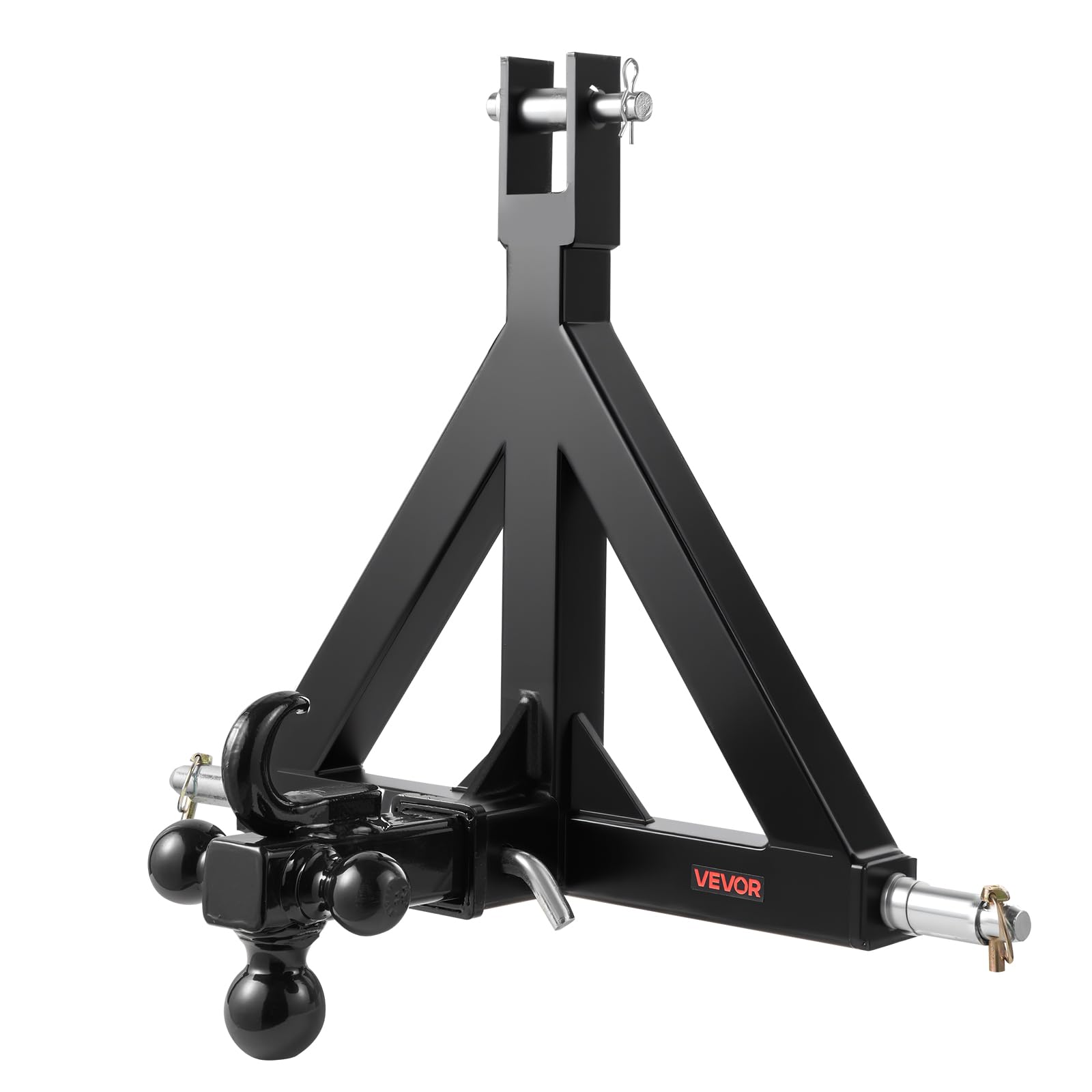 VEVOR Attacco per Rimorchio a 3 Punti con Ricevitore da 50,8 mm, Attacco a 3 Punti con 3 Sfere per Rimorchio, Adattatore per Barra di Traino per Trattore, Compatibile con Kubota, Mahindra, Ford