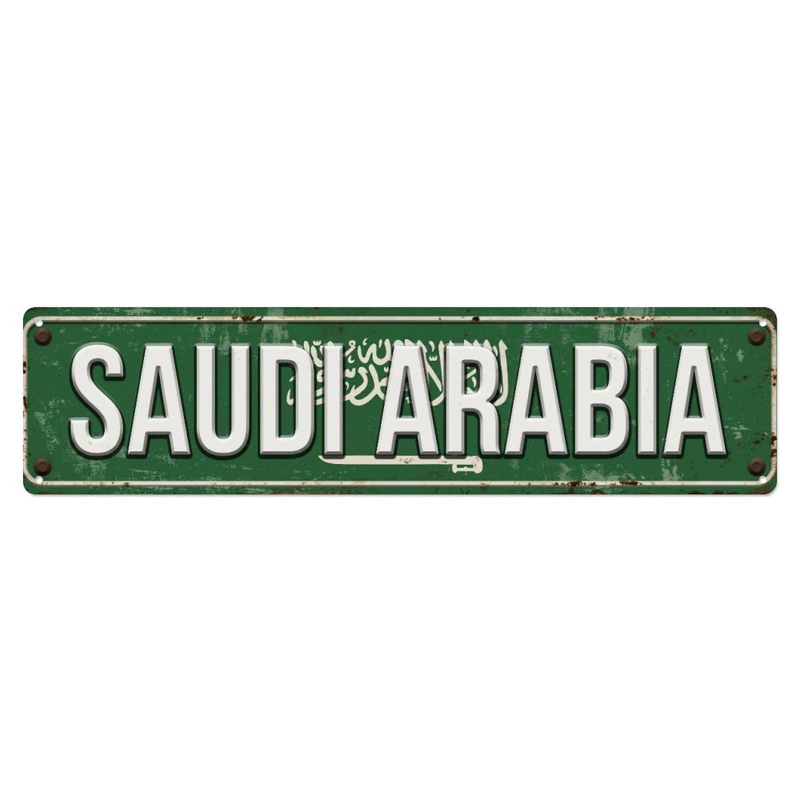 Metal Tin Sign Vintage Saudi Arabia Flag Pattern