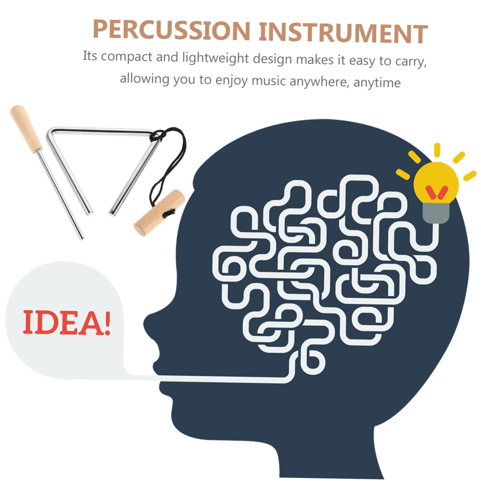 COSMEVIVI Musical Triangle Stick 5 Inch Rhythm Steel Triangle Triangle for Musicians Handheld Iron Triangle Triangle Percussi