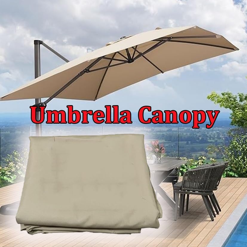 Toldo de repuesto para sombrilla voladiza 3x4 rectangular exterior caqui 3