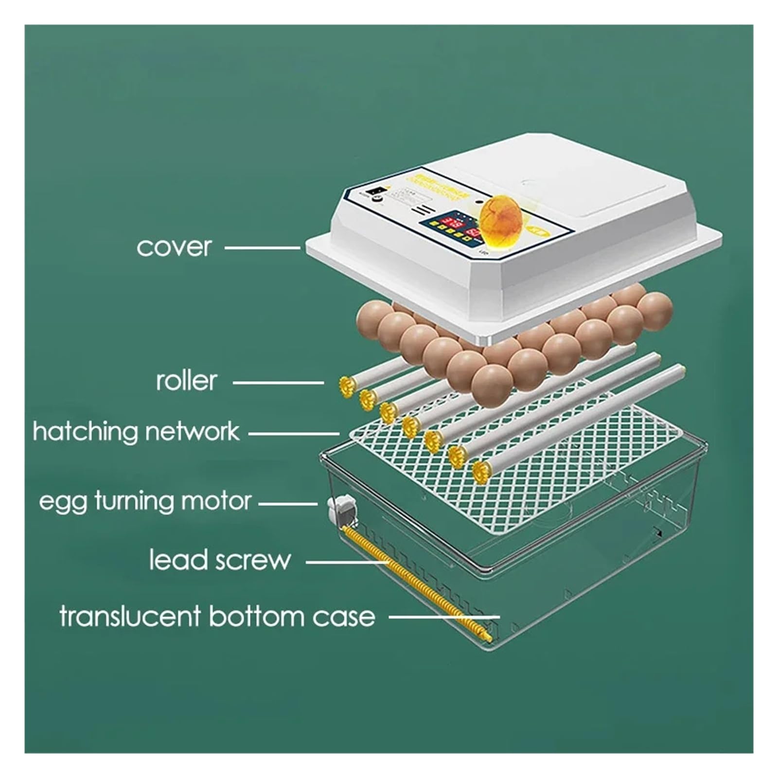 Incubadora de 24 huevos eléctrica dual inteligente totalmente automática for pollos, patos, gansos, palomas, granjas avícolas, criadora de aves. Rendimiento alto
