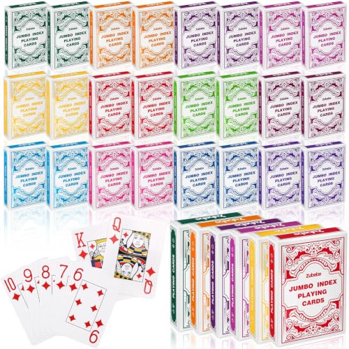 Zubebe 4 8 Pack Jumbo Index Playing Cards Bulk, Standard Size Decks Poker