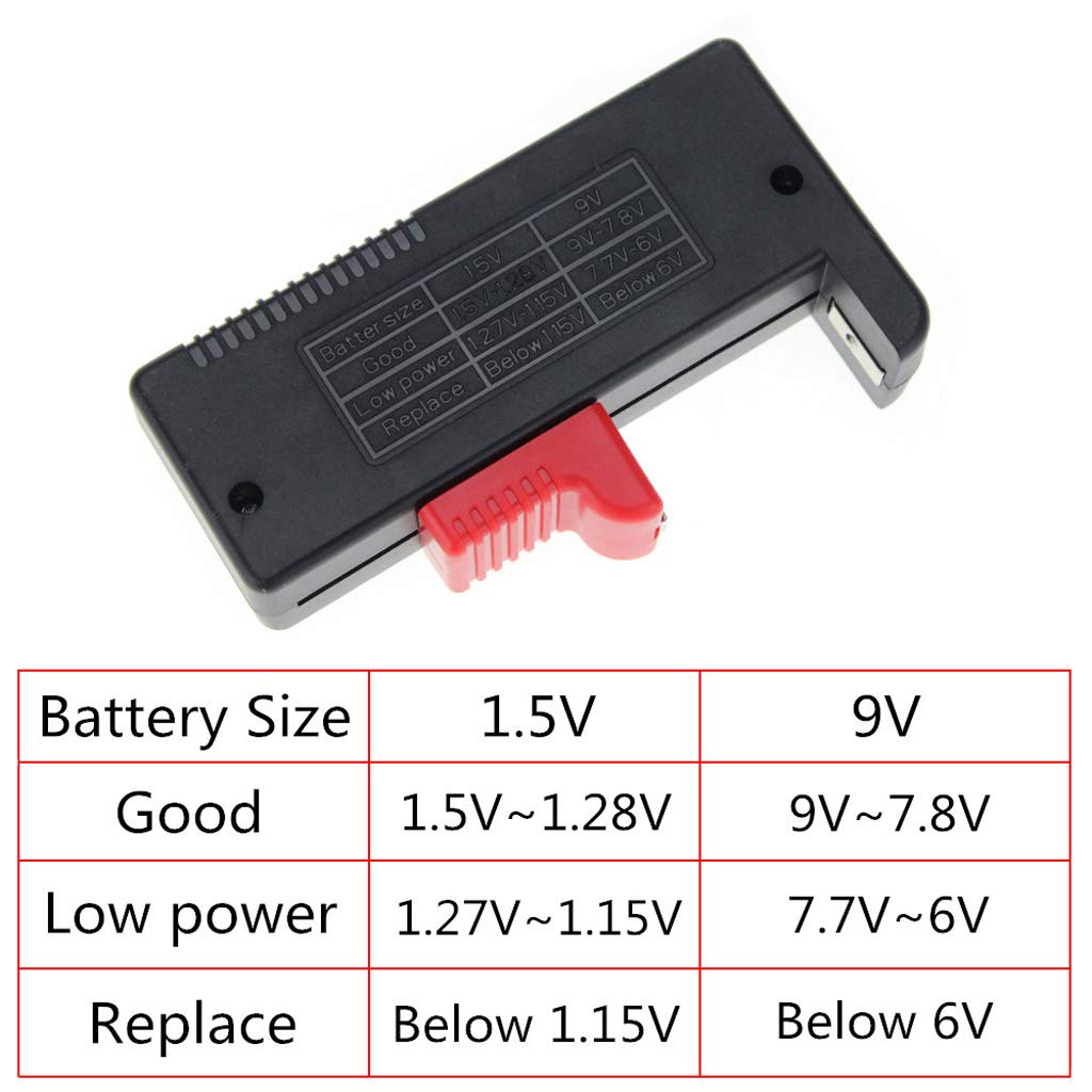 BT-168D Battery Tester Checker LCD Display for Easy Viewing for 9V 1.5V AA Cell Batteries Lightweight Voltmeter Digital Gauge
