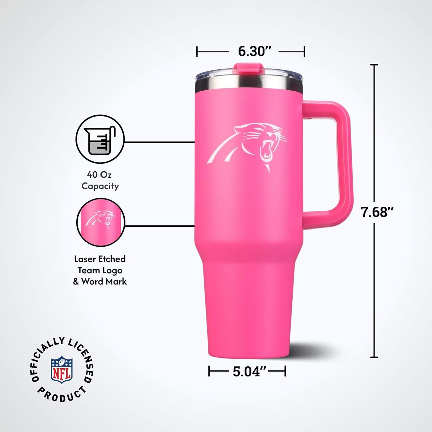 The Memory Company Officially Licensed NFL - Carolina Panthers 46oz Pink Game Day Tumbler with Team Logo