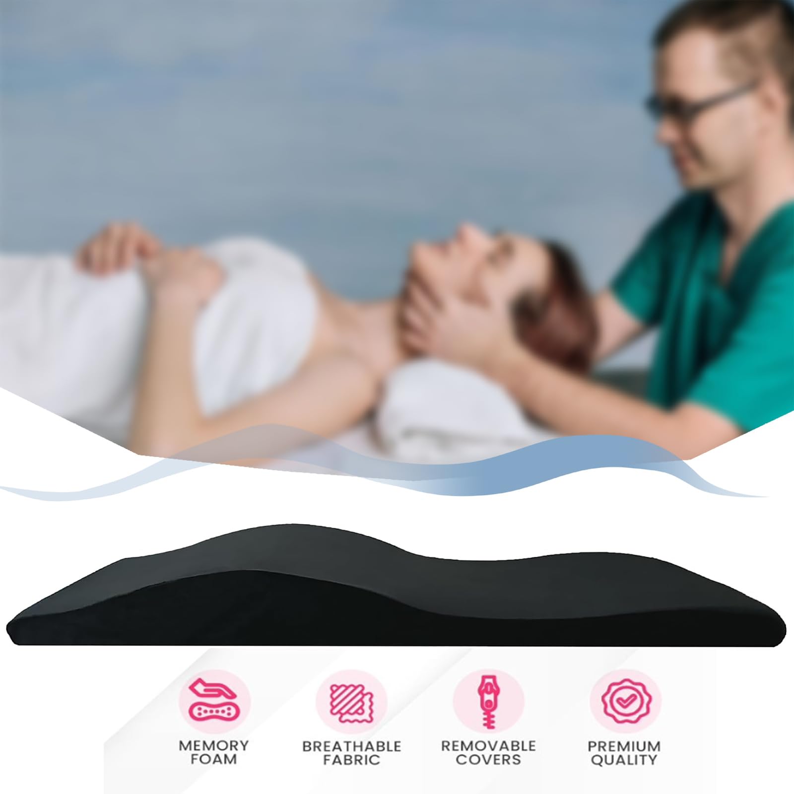 Massagebett-Topper Wimpernbett Wave Matratze Ergonomische 180x60 cm mit Hohe Dichte Foam für Kosmetikliege Spa-Massage und Schönheitssalon (nur Matratze)