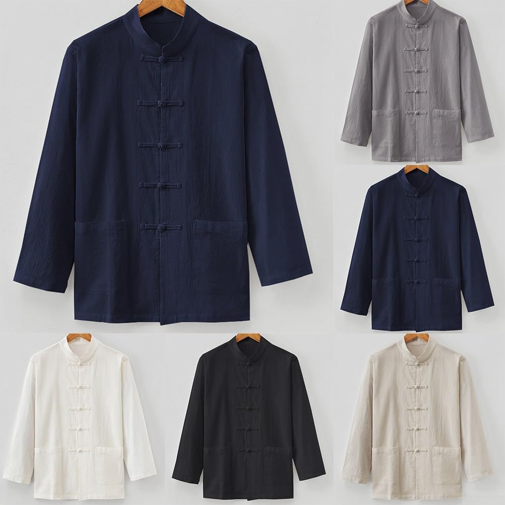 Veste traditionnelle chinoise pour homme Tai Chi Manteau Tang Costume Uniforme Cardigan