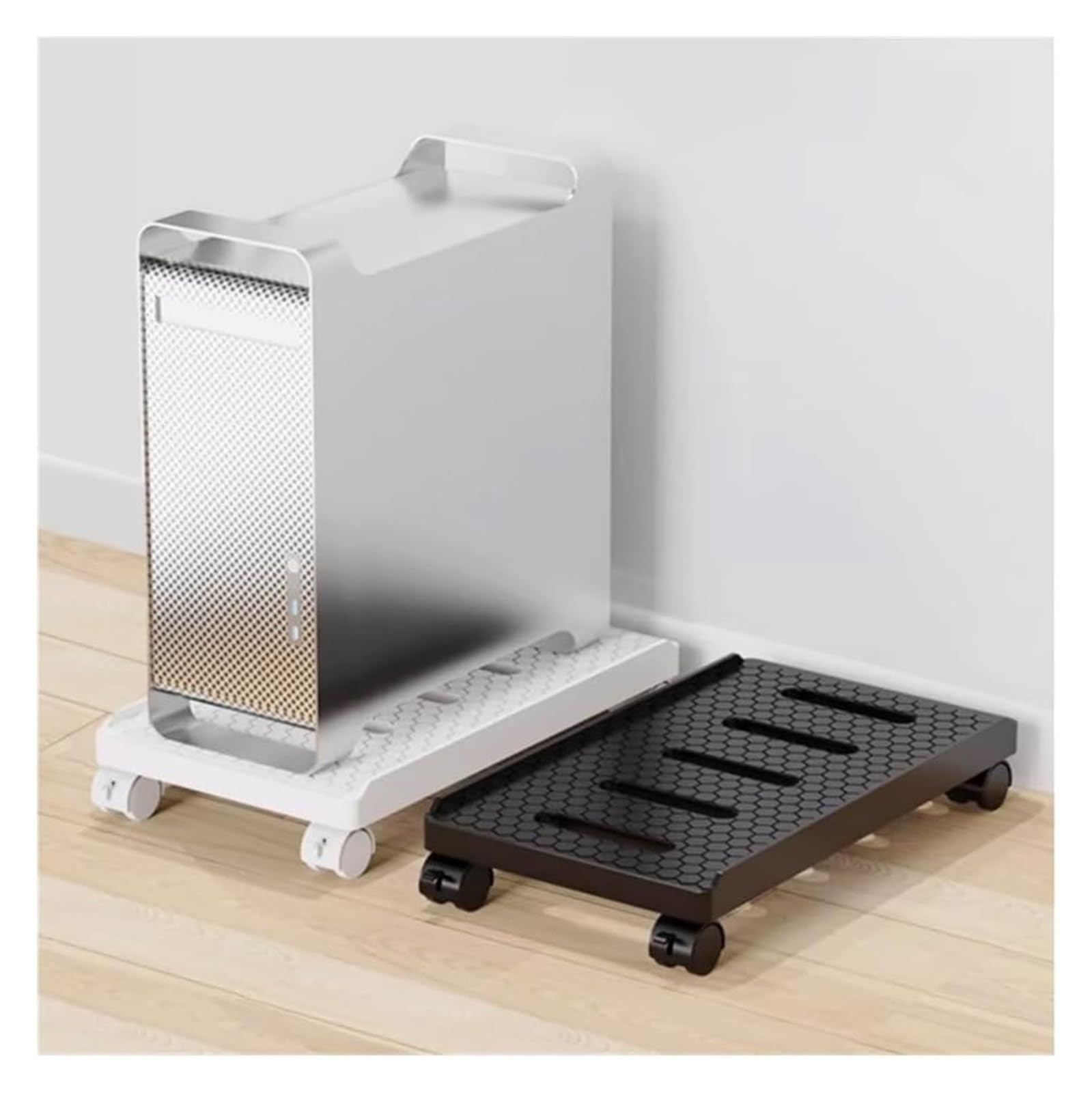 Soporte de Torre for PC con 4 Ruedas giratorias, Soporte de CPU for Suelo con Ruedas bloqueables Debajo del Escritorio for Oficina en casa (Negro)