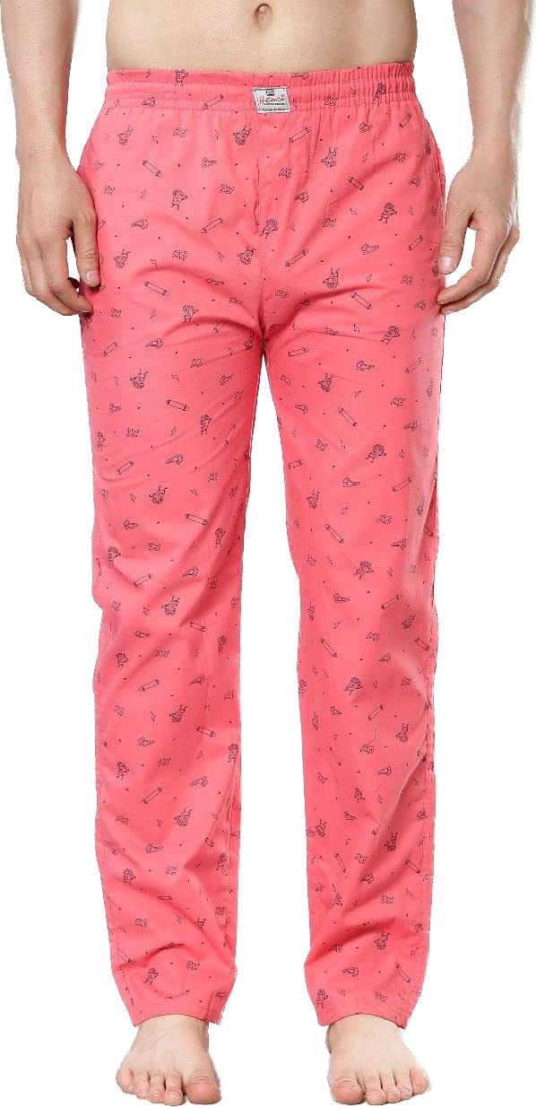 hence Men Cotton Comfort fit Printed Pyjamas (Small, Pink)-picture-9