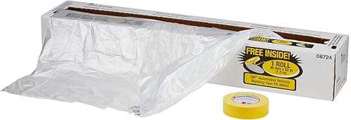 3M Lámina de plástico con cinta adhesiva amarilla 388N (1.417in), 06724, resistente al desgarro, fácil de cortar, duradera, 16 pies x 400 pies