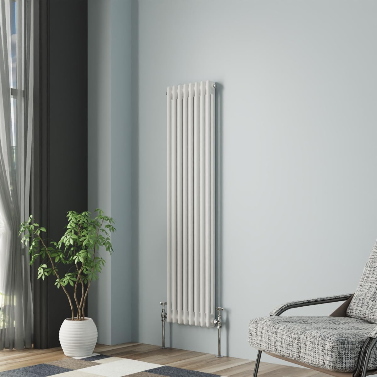 NRG Column Radiator Gloss White 1500x380mm Double Cast Iron Rads