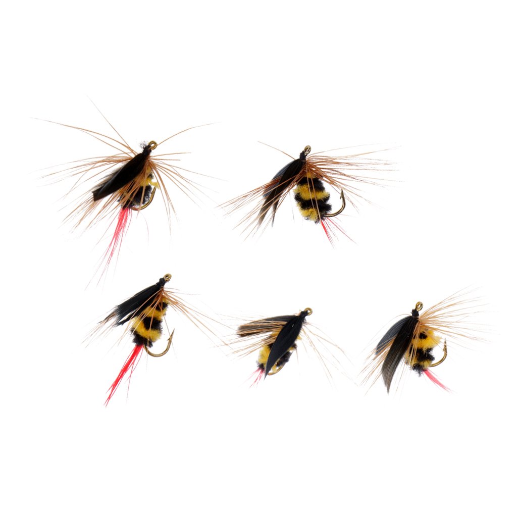 Phenovo 5Pcs Foam Bee Trout Flies Fishing Dry Wet Hook for Trout Fishing
