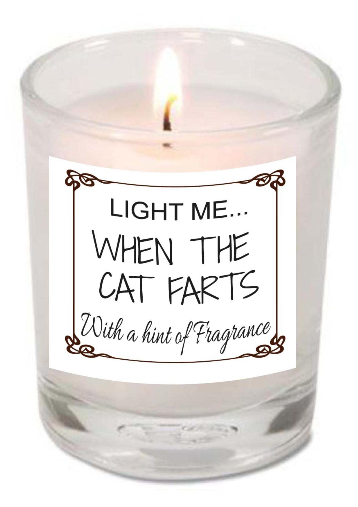Tm Threads Grey,White Light Me When The Cat Farts, Funny Candle For Cat Owner, Funny Present For Cat Mum, Cat Dad, Mothers Day Gift