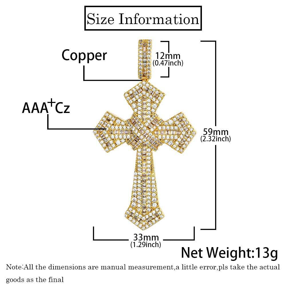 Moda Full Cross Pendant Naszyjnik Bling High Quality Luxury Cubic Zircon Metal Women Men Rap Biżuteria Srebrny Kubański Łańcuch