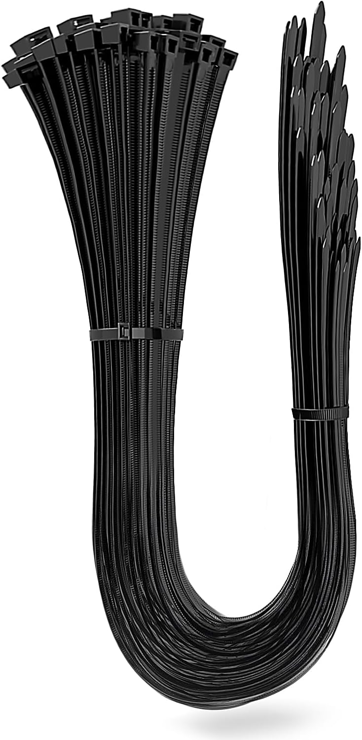Black Nylon Cable Zip Ties 0.36 x 22 inch, 100 pcs Large Heavy Duty Zip Ties with 175 lbs Strength, Self Locking Wire Ties UV and Temperature Resistant, for Indoor Outdoor Use