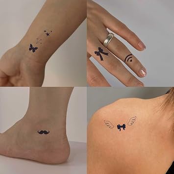 30 Sheets 480Pcs Tiny Small Stickers Temporary Tattoos For Women Men Finger Hands,Mini Fake Tattoo Stickers, Black Small Waterproof Tatoos Stickers For Adult Finger Neck Body Q640