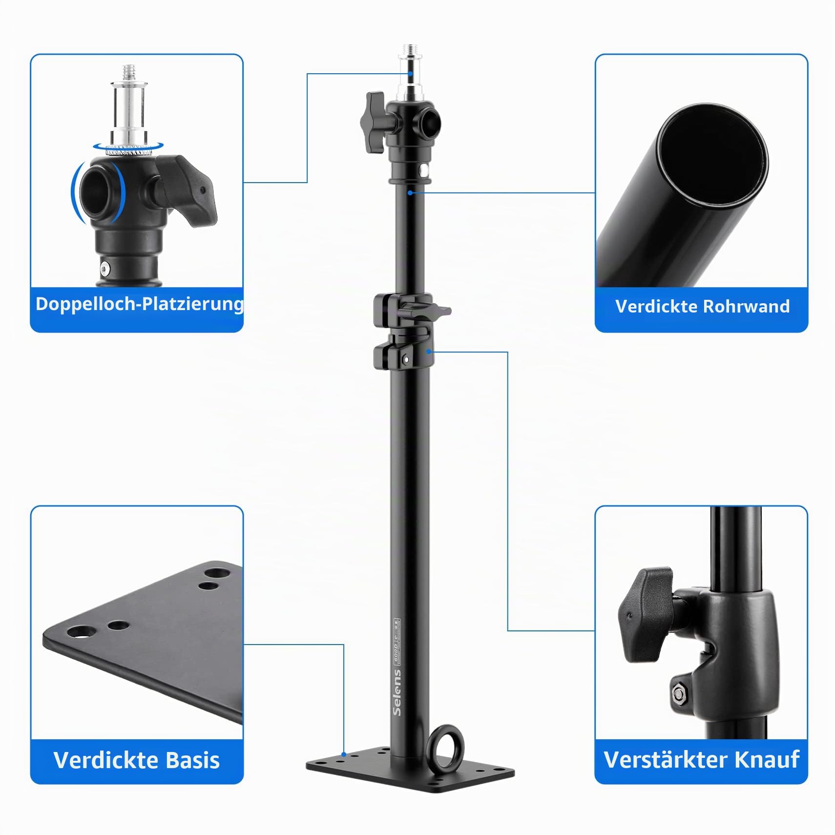 Selens 2 Stück Wandmontage Ausleger Boom Arm 35-55CM, Fotografie Wand Deckenmontage Arm Einstellbare Länge mit 3/8" 1/4" Gewinde Universal Adapter für Fotostudio Videoleuchten Regenschirme Reflektoren