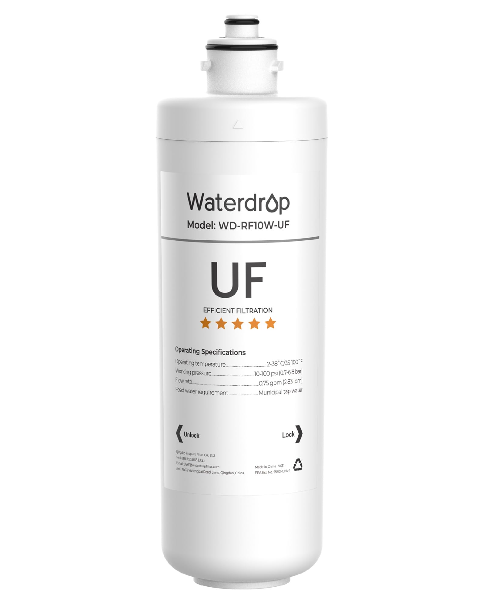 Waterdrop RF10W-UF 0 01 Micron Water Filter Reduces Lead Chlorine Bad Taste Odor 11K Gallons High Capacity Replacement