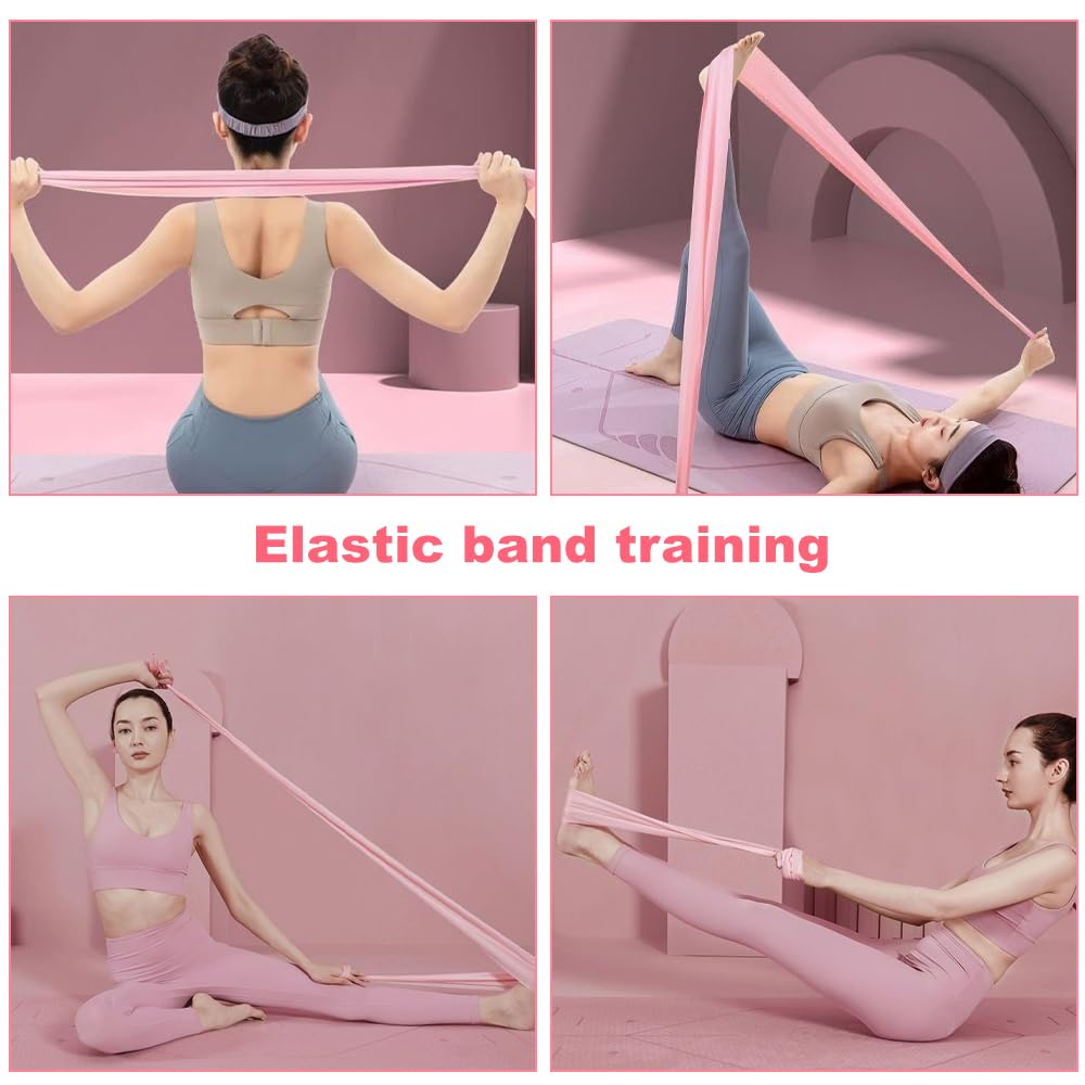 Set di Anelli per Pilates, 5PCS Kit di Anelli per Pilates, Pilates Essentials Kit, Inclusi L'anello Di Pilates, Cerchia di Pilates, Palla Yoga, Cinghia Yoga E Fascia Fitness, per Esercizi, Rosa