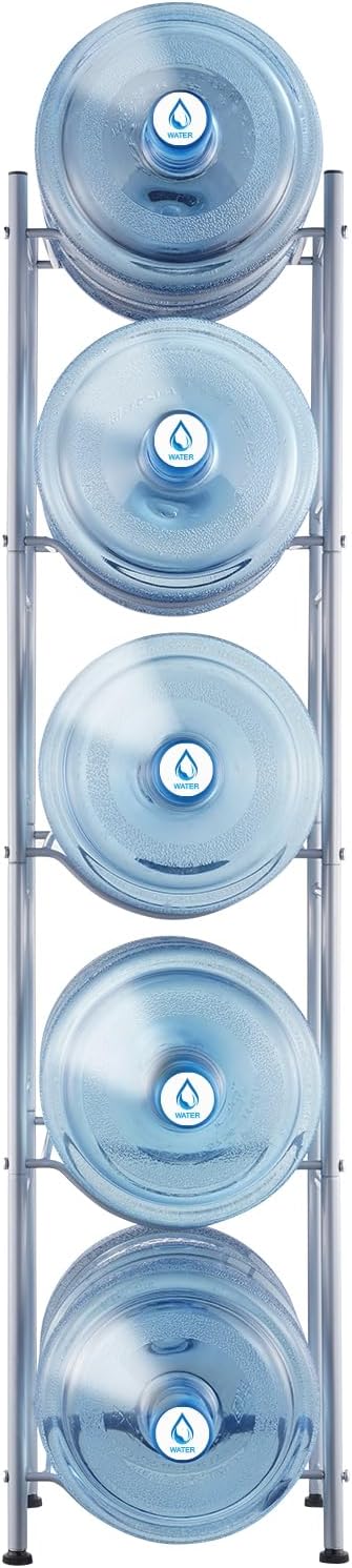 VEVOR 5 Gallon Water Jug Holder, 5 Tiers Water Bottle Holder, Heavy Duty Water Bottle Rack with 5 Slots, Detachable Water Jug Stand for Kitchen, Office, Living Room- Silver - Image 9