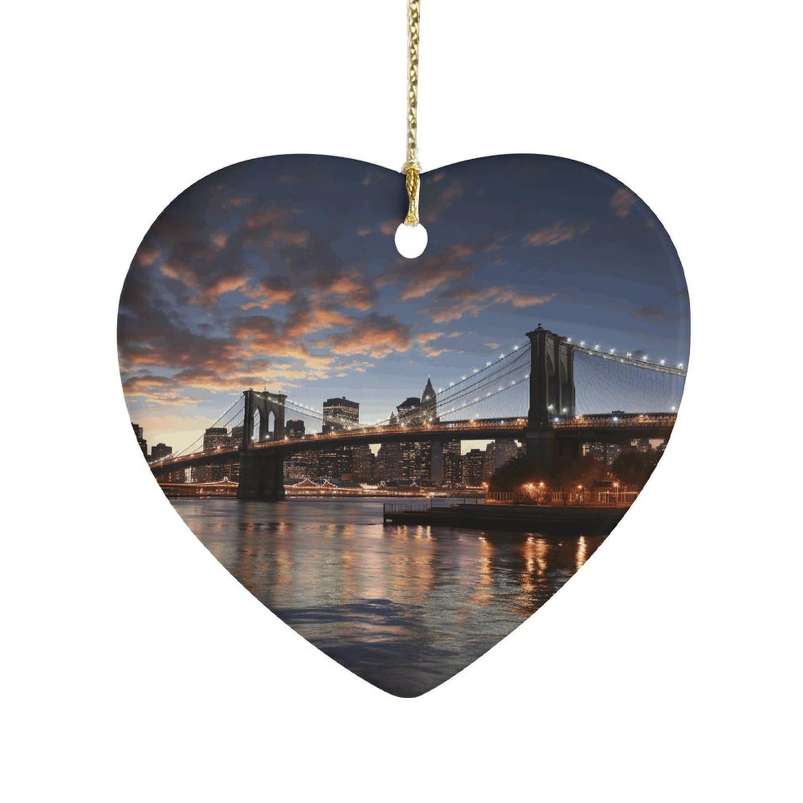 Fekiloot Style New York Bridge Ceramic Ornament Home Decor Keepsake