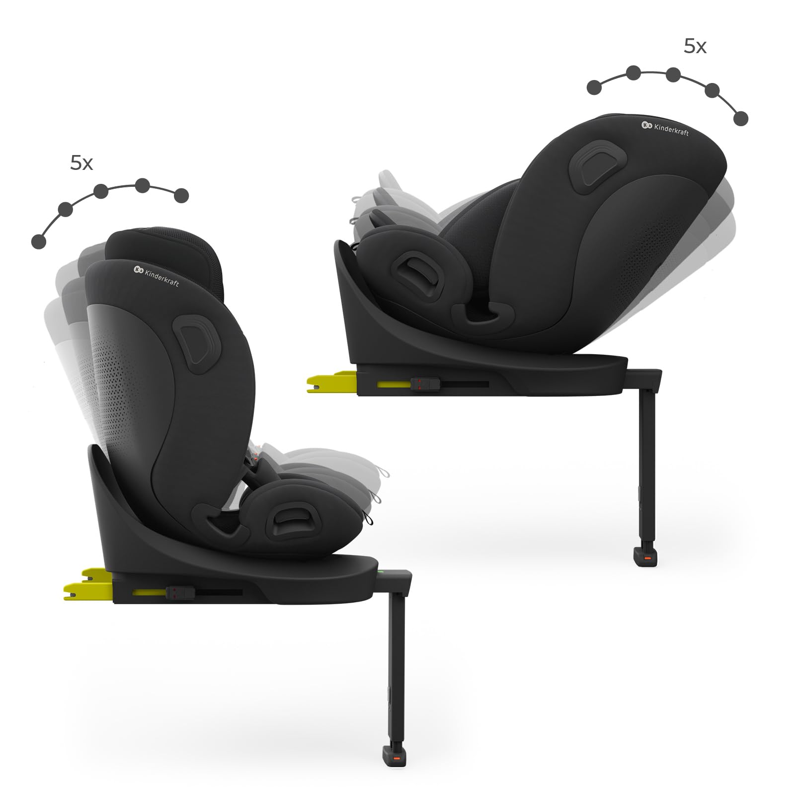 Kinderkraft I-360 2 PRO, fotelik samochodowy i-Size 40–150 cm, obracany 360°, ISOFIX, tyłem i przodem, H-GUARD+, SPS+, EASY SPIN PRO, EASY GROW, od narodzin do 12 lat, Czarny