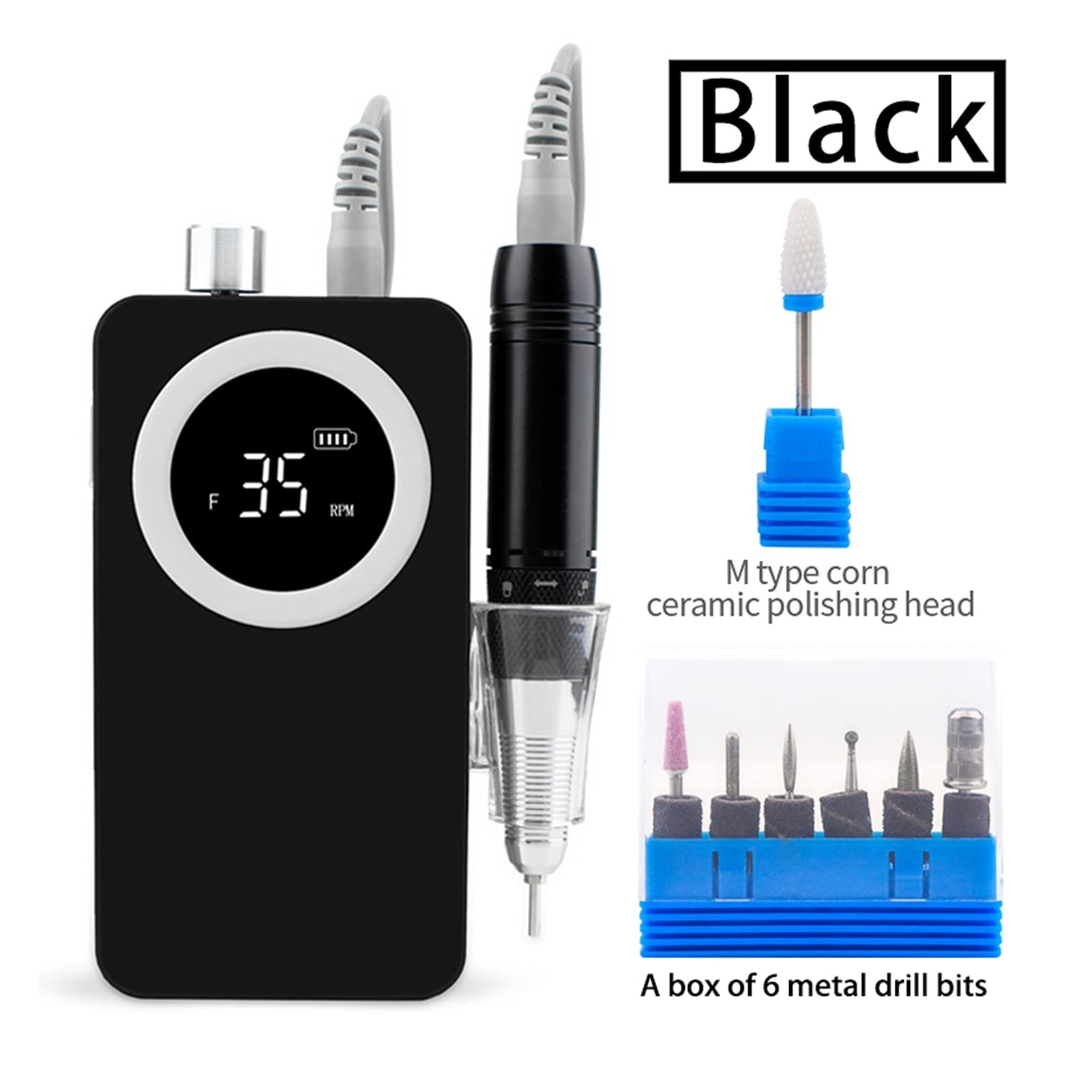 Kit per la Cura delle Unghie - Trapano Elettrico per Unghie Senza Fili 35.000 Giri/min Set di Punte per Trapano per Salone di Bellezza, Manicure, Pedicure, Batteria Ricaricabile, Unghie