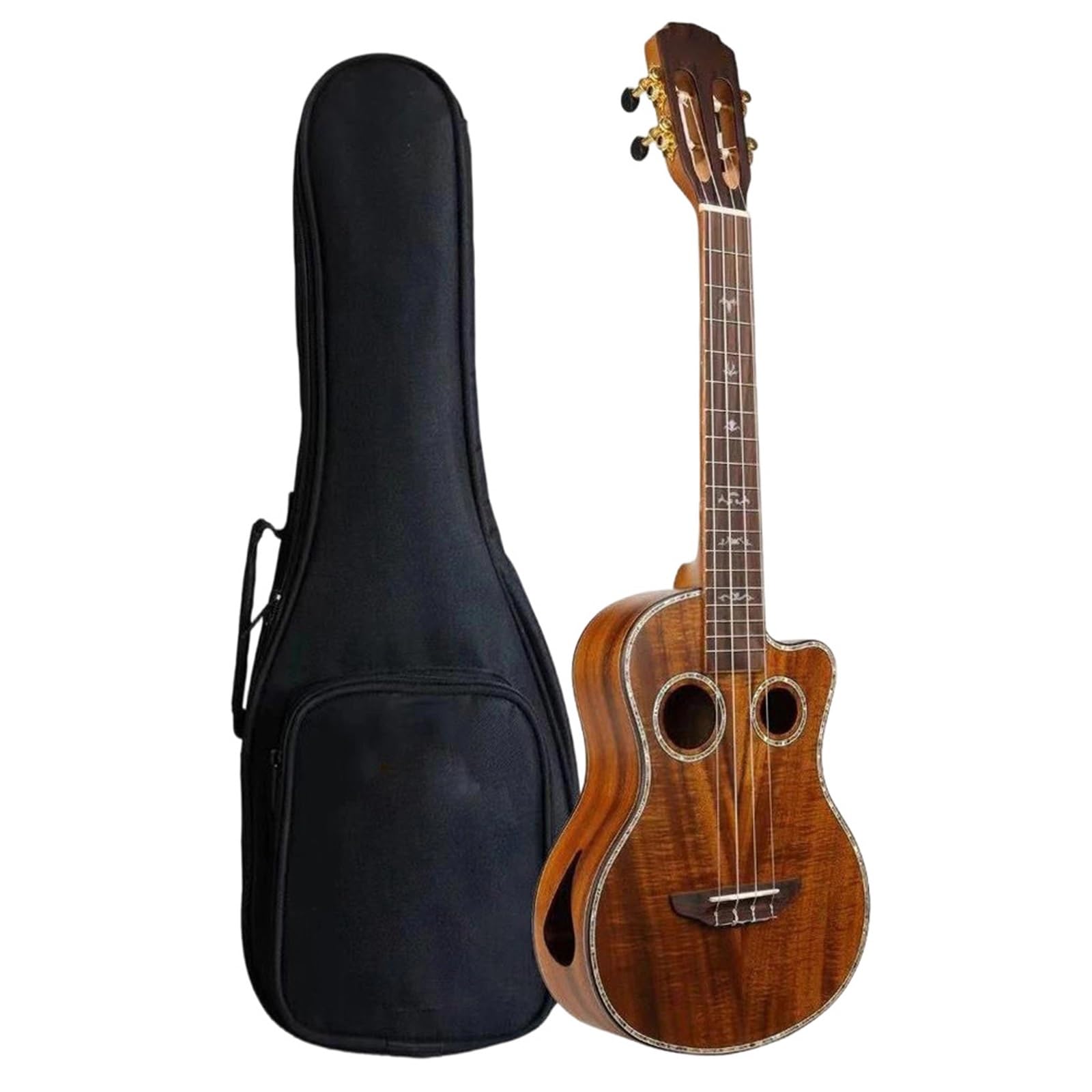 Ukulele Instrumenty Muzyczne Ukulele Tenorowe 26 Cali Podwójny Otwór Rezonansowy Pokrowiec Pasek Na Tuner Kapodaster Łatwe W Grze