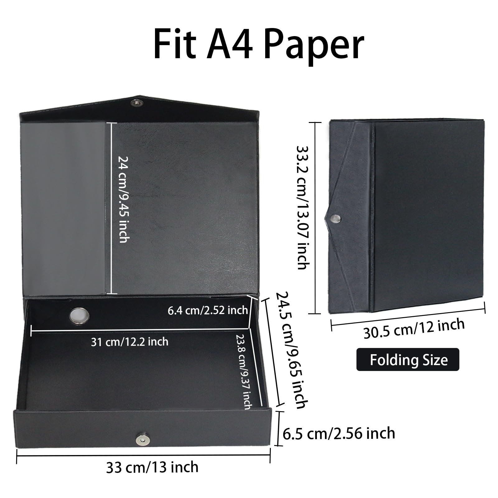 Scatola Archivio A4,6 Pezzi Scatola per Documenti A4 in Plastica | Dorso da 65 mm（Nero）