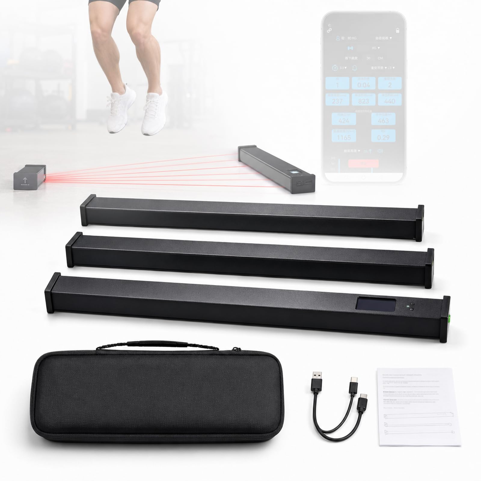 YIYIRAN Jump Sensor Light Blanket Tester, Vertical Jump Measurement Device With Real-time Analytics, Jump Height, Ground Contact Time And Rsi, App And On-device Display, For upgraded
