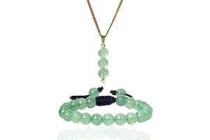 Green Aventurine Jewelry Set: Bracelet & Pendant Necklace
