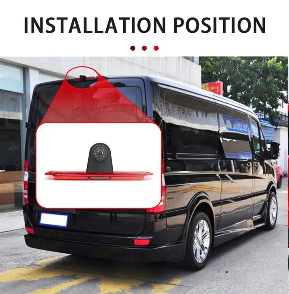 Wodoodporna kamera cofania 12 V AHD 1080P HD CCD wodoodporne światło hamowania samochodu, kamera cofania, kompatybilna z Mercedesem, kompatybilna z Benz do Sprinter 2007-2018, czarna