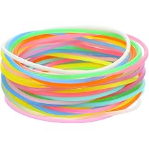 50Pcs Jelly Bracelet, Neon Silicone Hair Ties Bracelets, 80s Style Stretchy Wristbands and Hair Elastics for Adult Men Women Retro Party Favors Daily WearLuminous