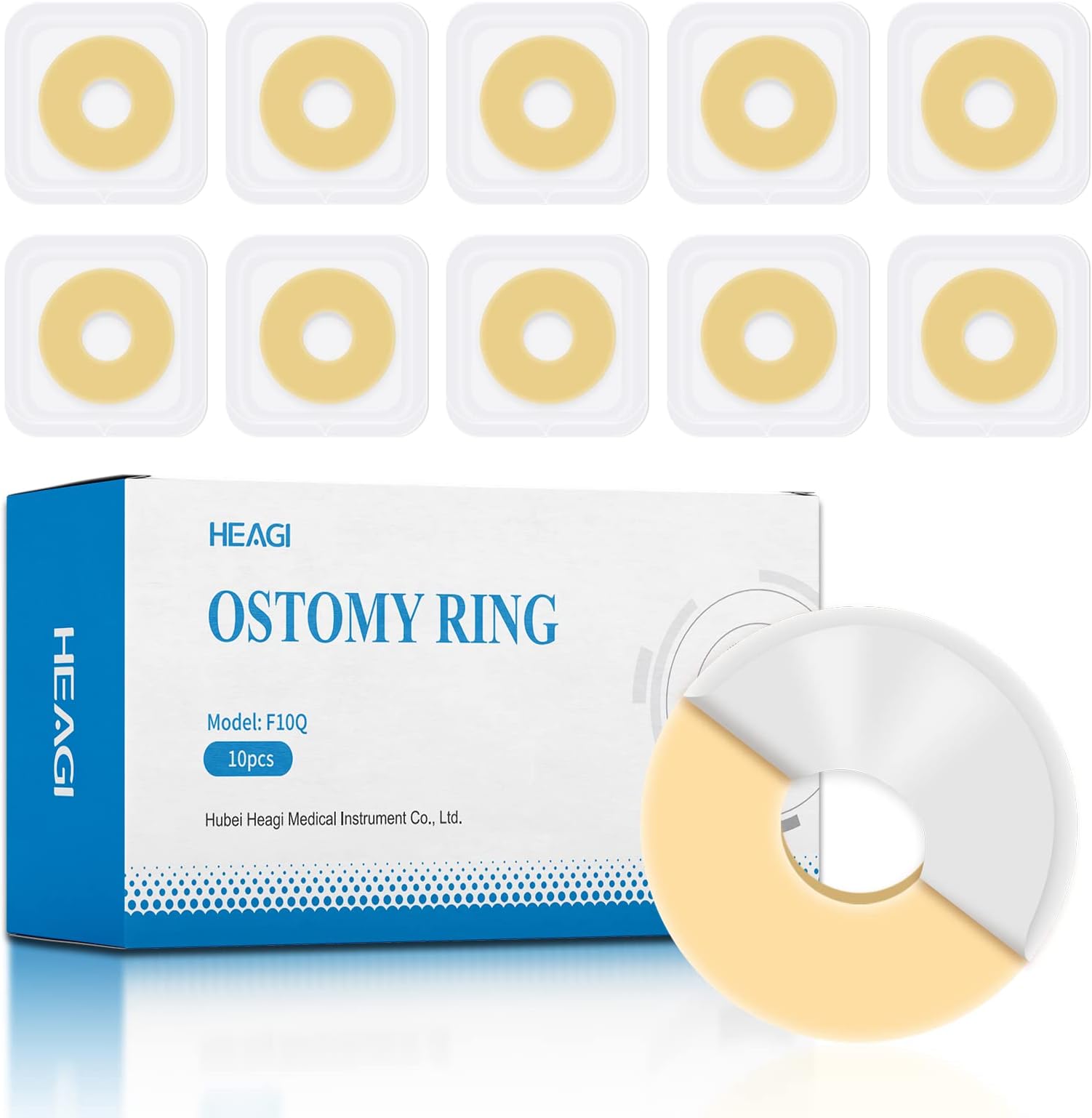 10Pcs 2mm Moldable Ostomy Rings, Hydrocolloid Stoma Barrier Rings for Colostomy Bags, Sting-Free, Box of 10