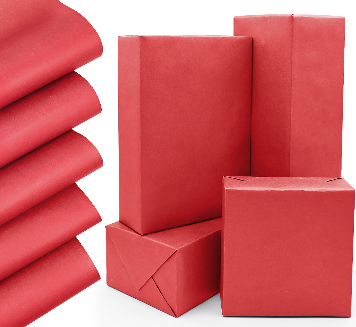 QRTDXP 5pcs Red Wrapping Paper Sheet, 50 * 70cm Large Solid Color Kraft Gift Wrap Paper Perfect for Wrapping Wedding Anniversary Xmas Present or DIY Craft