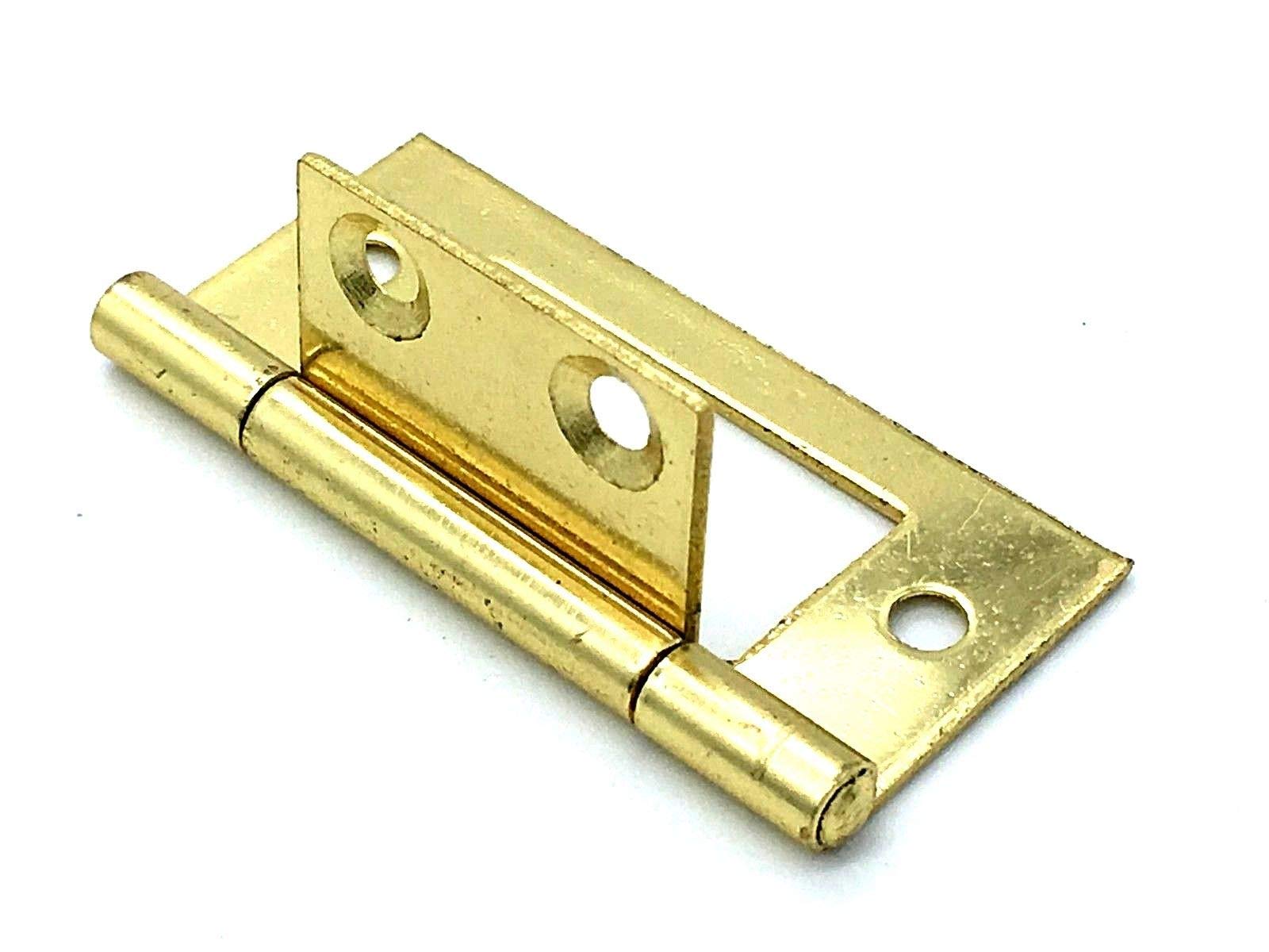 2 x Flush Hinges 50mm Brass Plated