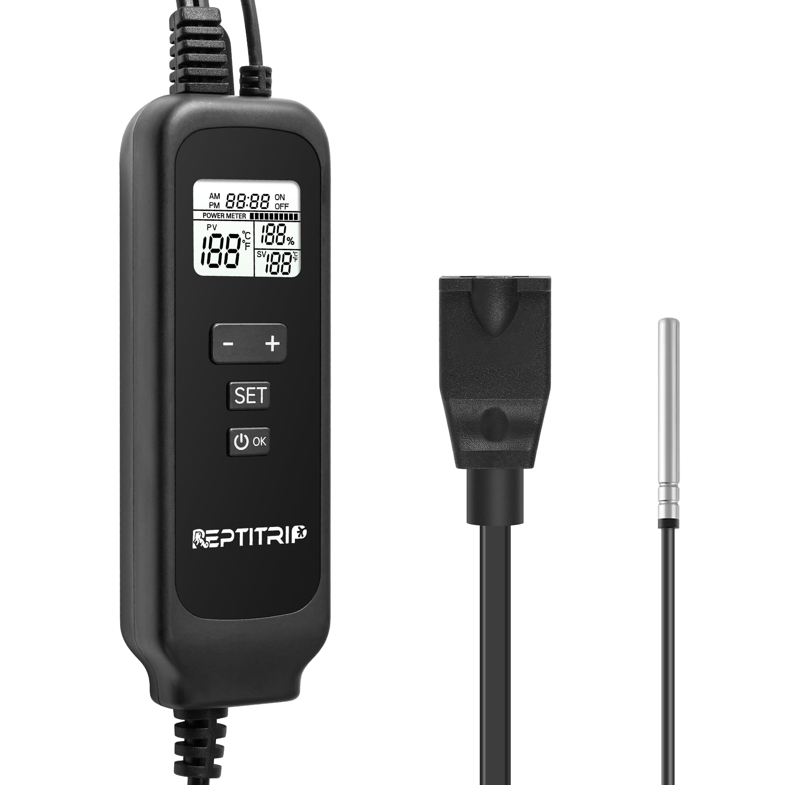 Reptile Dimming Thermostat, Adjustable Day and Night Temperature, Thermostat for Reptile Heat Lamp Heat Pad, PID Temperature Controller, Memory Function, ℉/℃