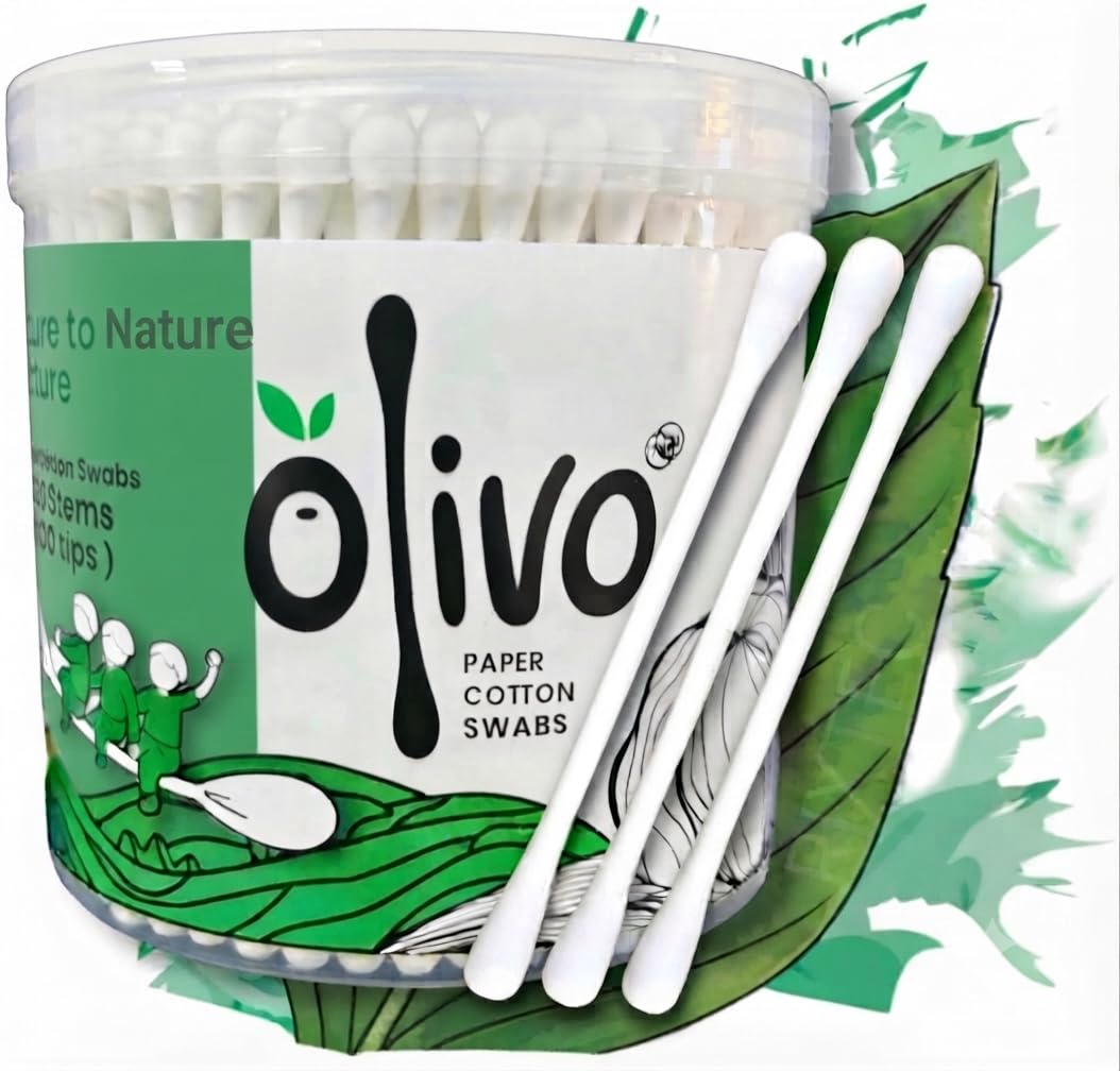 Premium Paper Stick Cotton Ear Buds 100% Pure & Soft Cotton (WHITE) 200 Sticks (Pack of 2).-picture-10