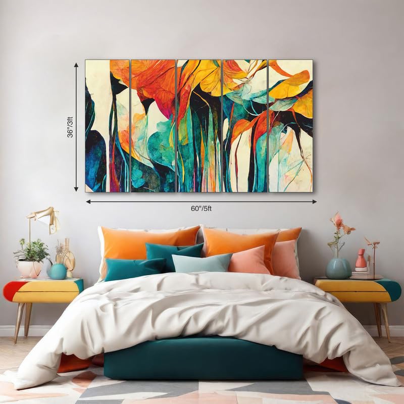 Image of The Castle Decor Abstract art painting with frame Big Size 36x60 Wall art for living room,Bedroom,Drawing room,Hotels-Wooden Framed-299
