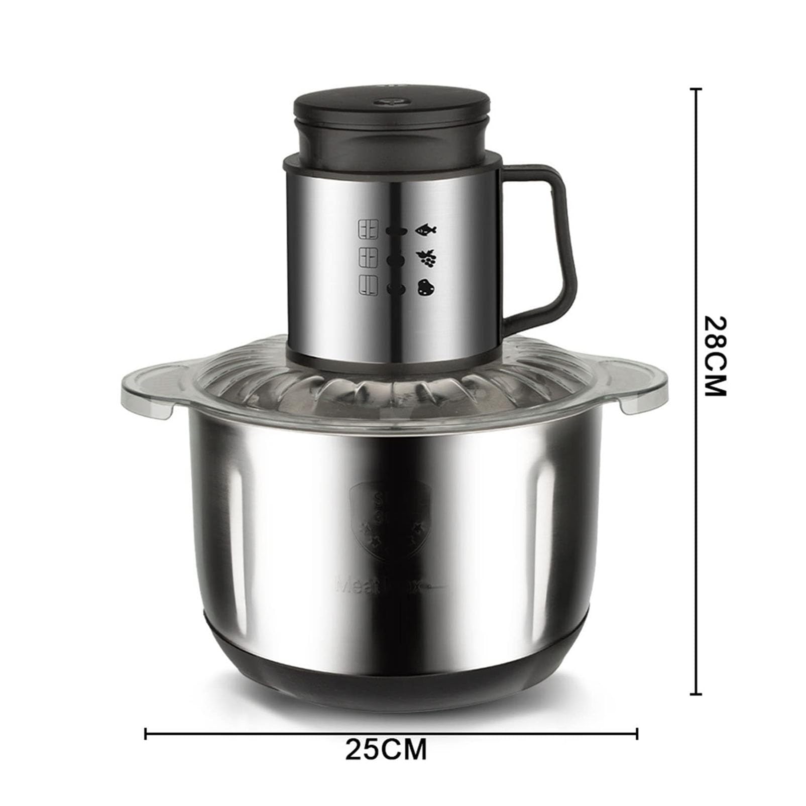 Mini tritatutto elettrico, frullatore per alimenti per bambini con ciotola in acciaio inossidabile da 5 l, 1000 W, controllo a 2 velocità e 6 lame a due livelli per una cottura efficiente